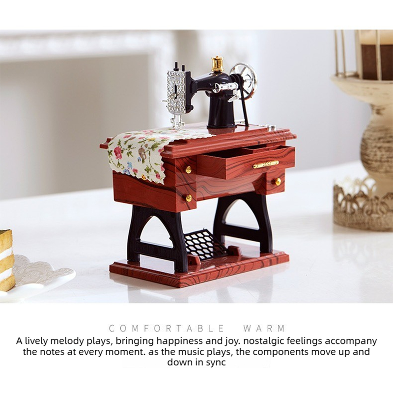 Vintage Sewing Machine Model Music Box Ornament Creative Gift — image 6