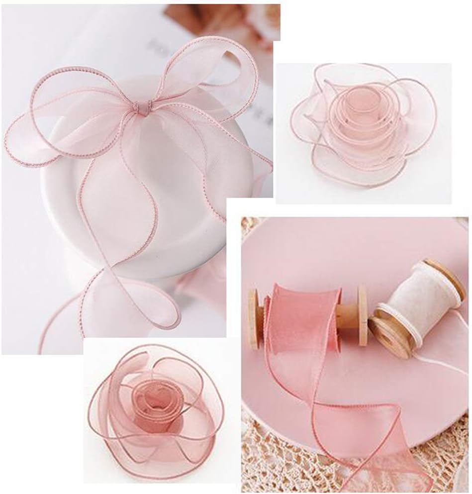 1 Roll Pink Organza Gift Wrapping Ribbon, 40 m Long and 4 cm Wide for Bows, Bouquet Decor, Wedding Crafts and Present Packaging — image 3