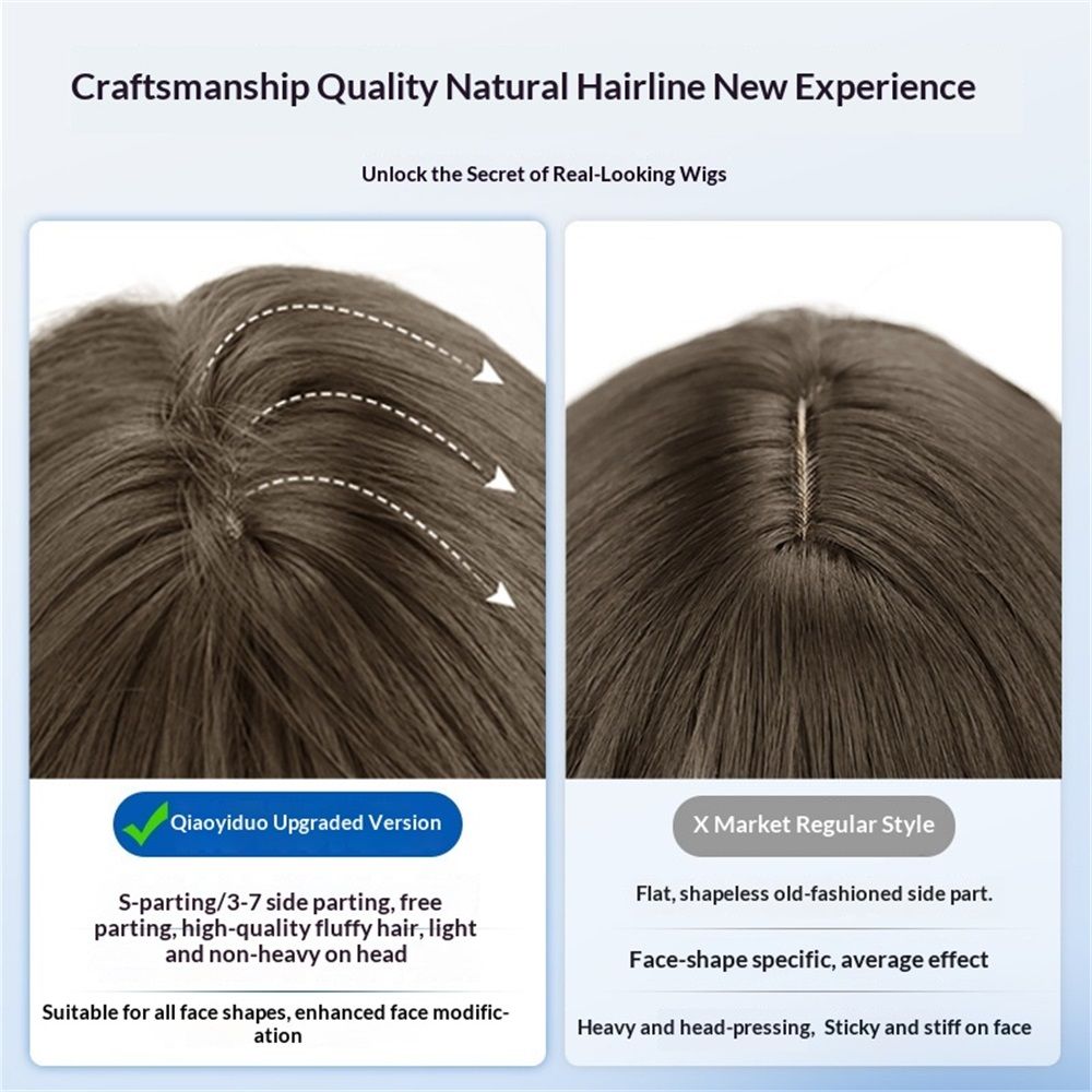 Wig premium line 【 active top stylist produce 】 inner color line women's original wig semi-long small face effect（Cold brown dyed haze orchid） — image 5