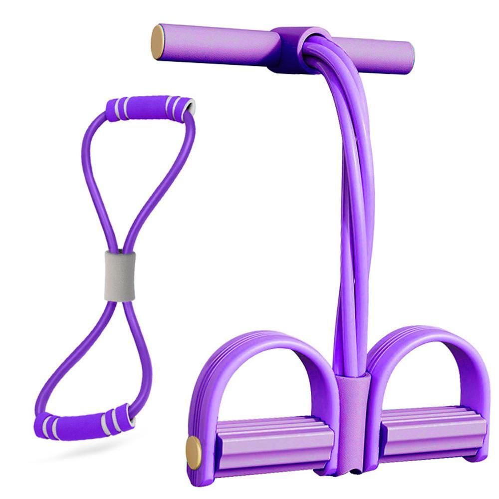 6 Tube Pedal Ankle Puller Fitness Exercise Rope with 8 Shape Resistance Band - Purple — image 2