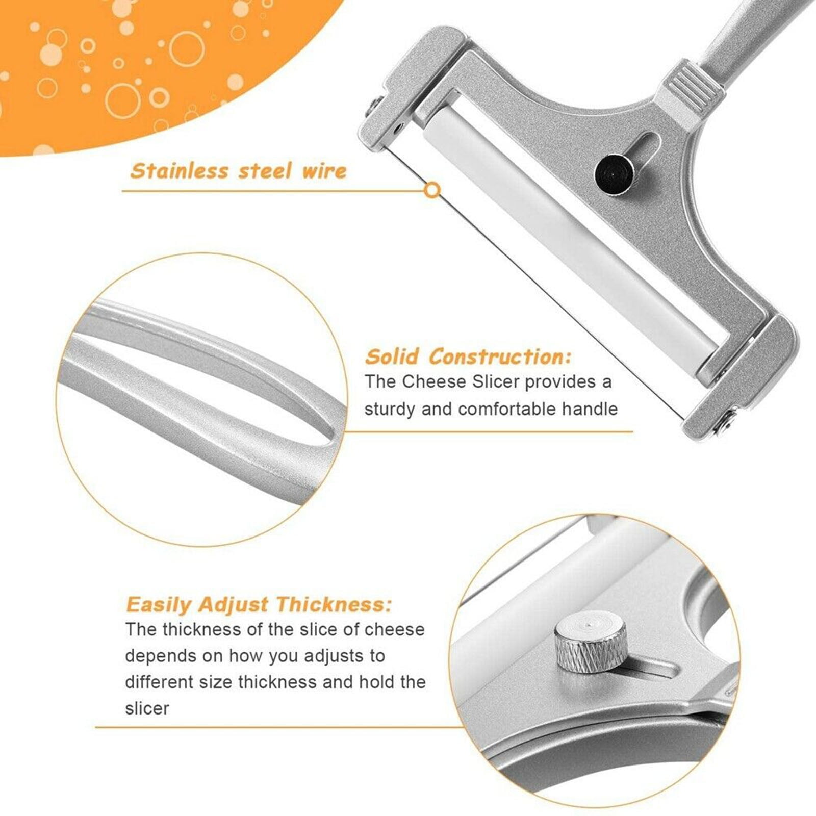 Home Decor Cutter Wire Stainless Steel Cheese Grater Peeler Cheese Slicers Kitchen Gadgets, for Home Cooking and Food Preparation — image 4