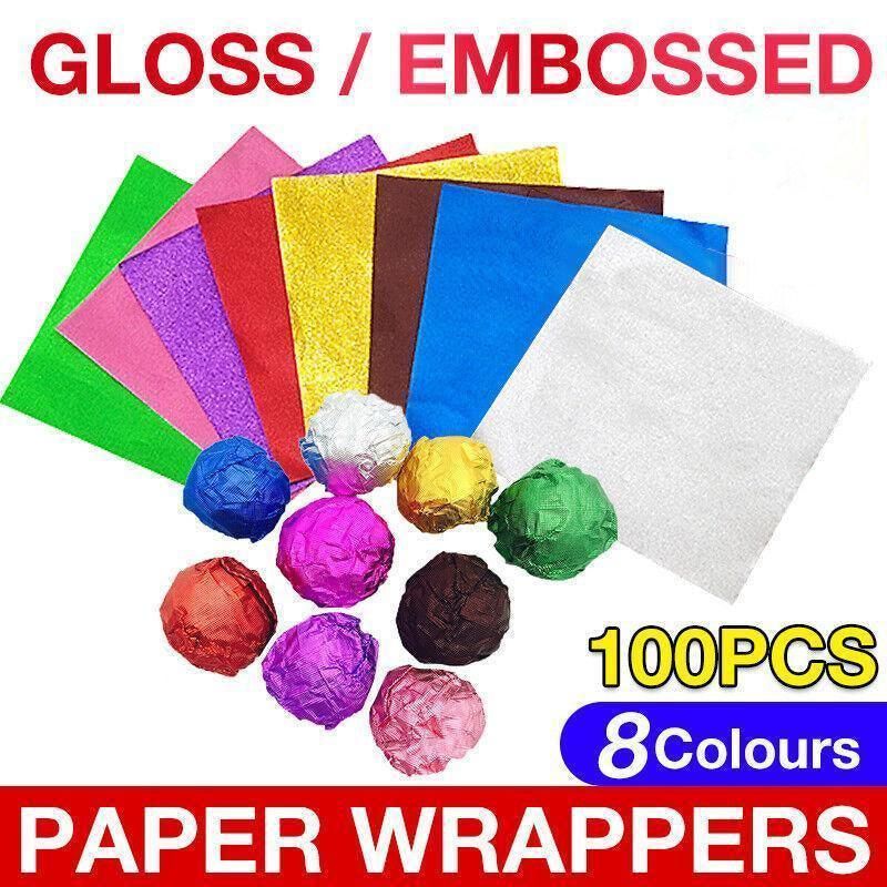 100Pcs Aluminium Foil Chocolate Wrappers 20cm Squares - Green/Embossed — image 2