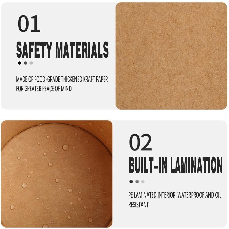 250x Biodegradable Kraft Paper Soup Bucket with Lid Takeaway Tubs Cups - 450ML (16OZ) โ image 6