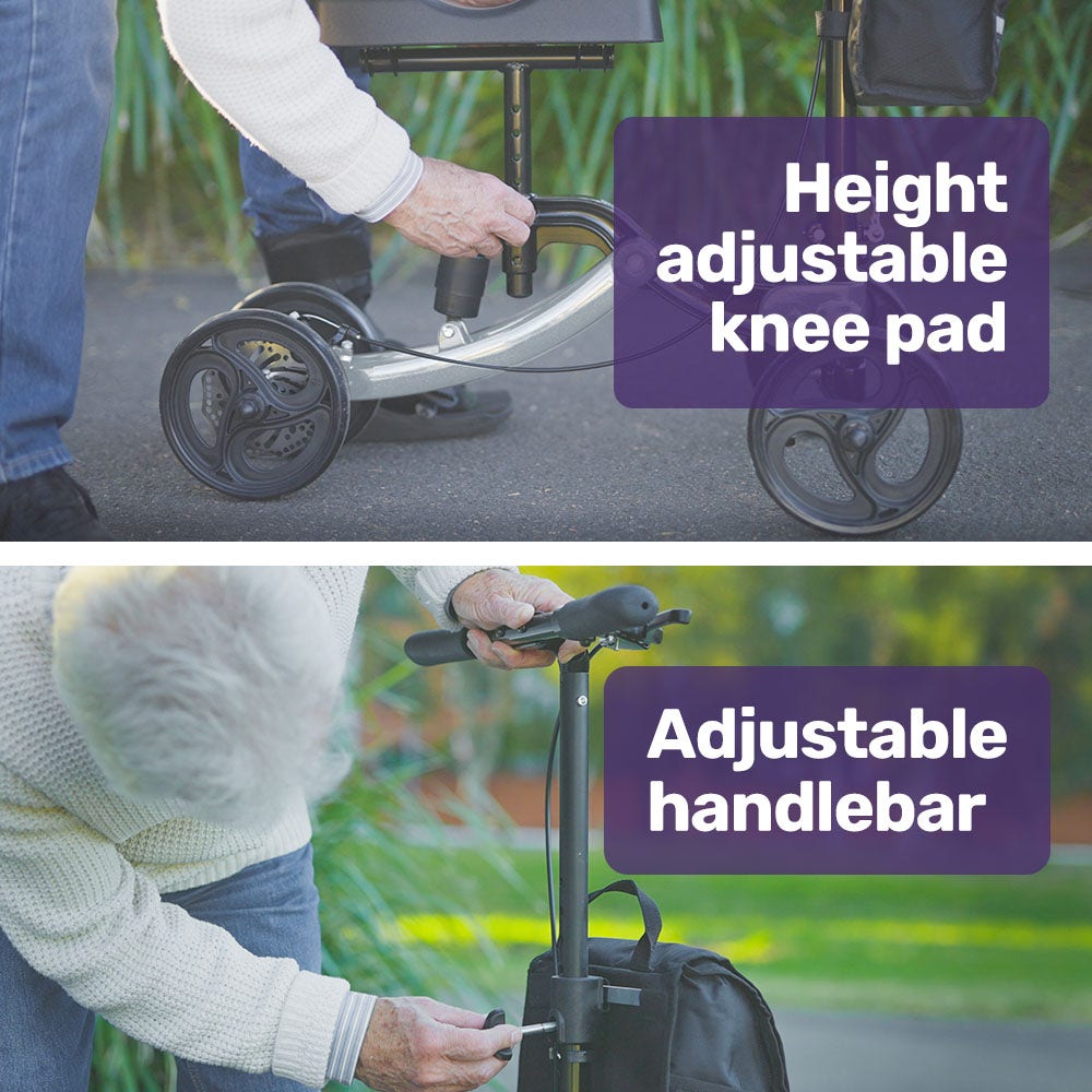 EQUIPMED Knee Scooter Walker, Disc Brake - Suspension Bag - Broken Leg Ankle Foot Mobility - Crutches Alternative โ image 5