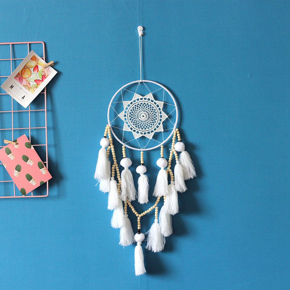 Tassel Woven Crochet Dream Catcher Feather Ornaments Living Room Pendant Bedroom Wind Chimes Decoration — image 2