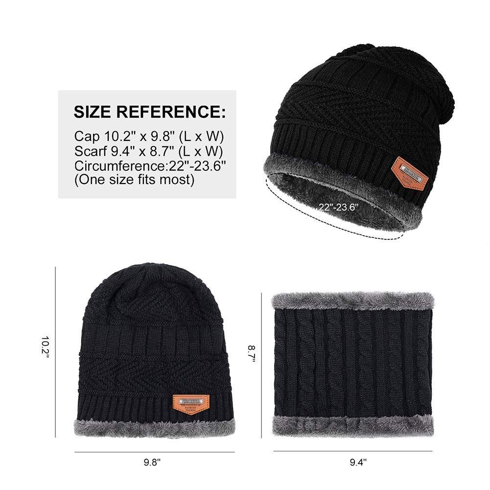 Warm Winter Beanie Hat & Scarf Set Stylish Knit Skull Cap for Men Women - Blue - Size M — image 5