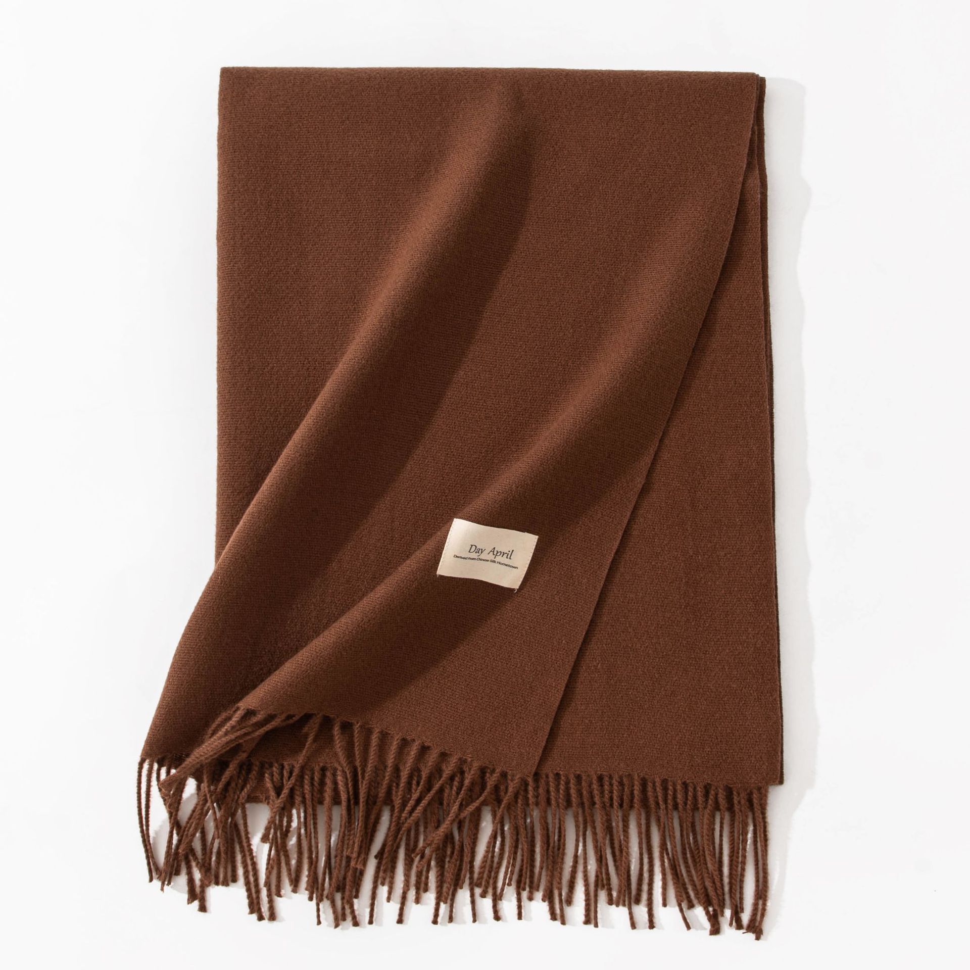 Coffee Autumn & Winter Korean-Style Women's Cashmere-Like Scarf – Solid Color, Warm, Versatile Wrap