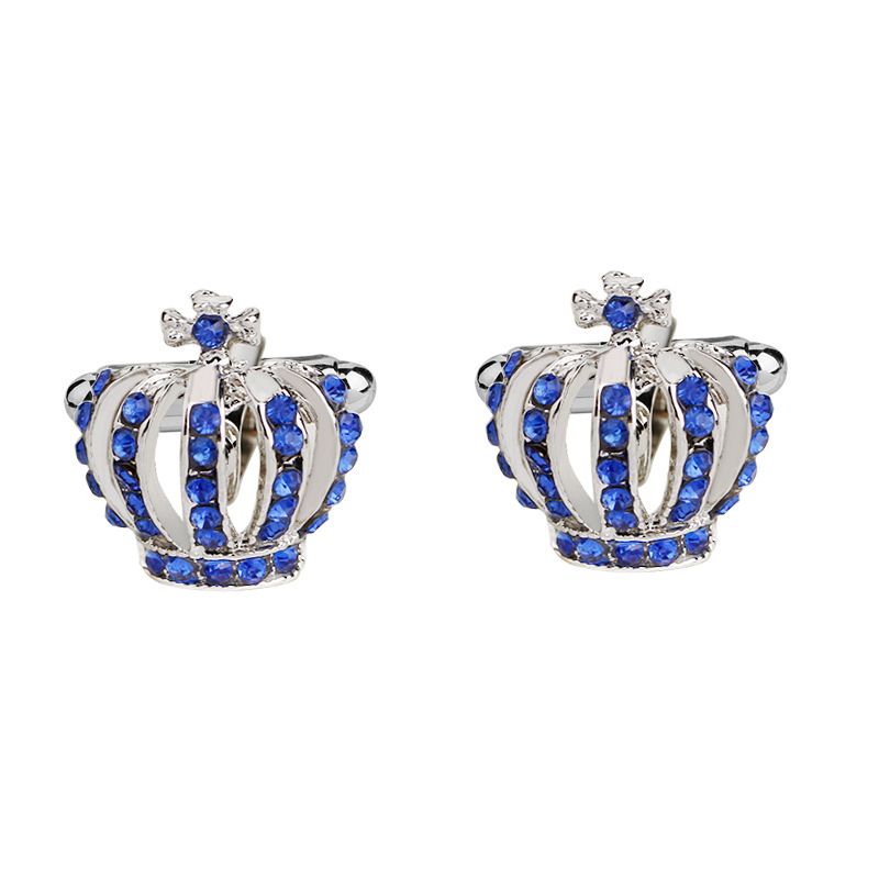 6 Pair Men's Cuff Links Luxury Rhinestone Crown Cufflinks Shirt Suit Cufflinks Tuxedo Shirt Studs Set for Men โ image 4