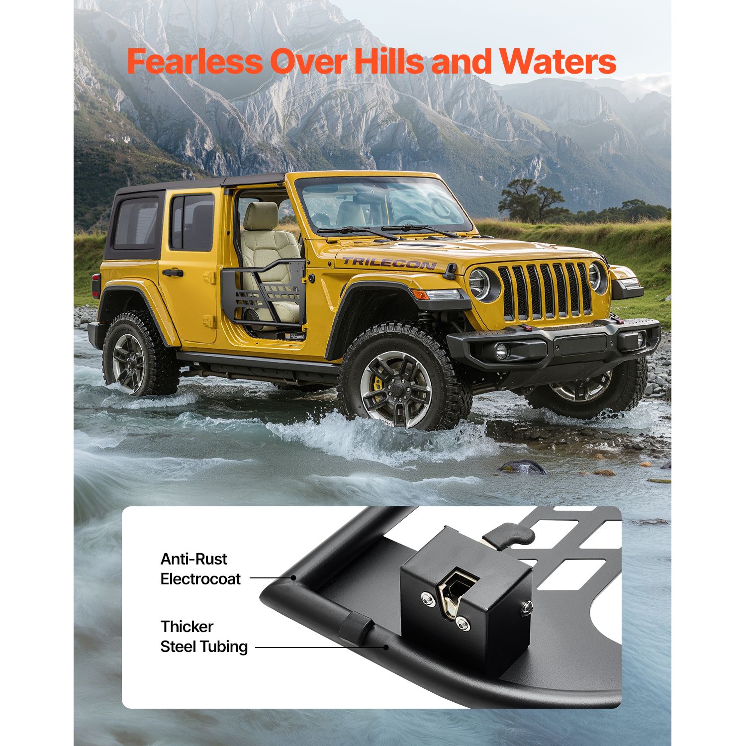 Jeep Tube Doors, 2-Door, Hunting Style Jeep Tubular Door with Heavy-Duty Hinges & OE Latch, Jeep Doors with Rubber Pads & Toughened Steel Tube, Fit for — image 5
