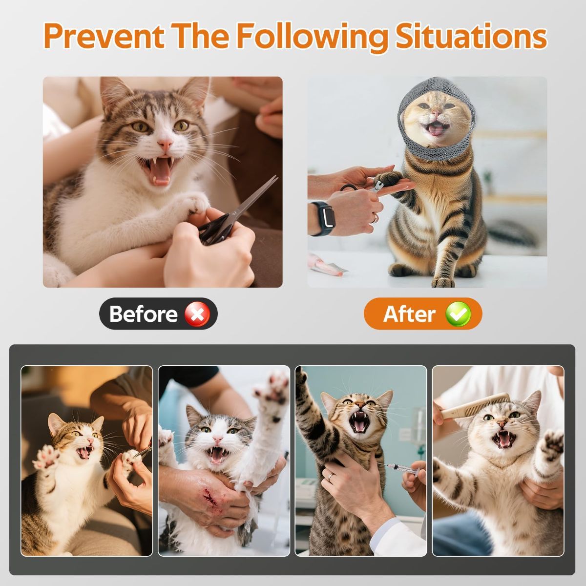 Adjustable Cat Muzzle Cat Grooming Prevent Biting Breathable TPU Cat Nail โ image 2