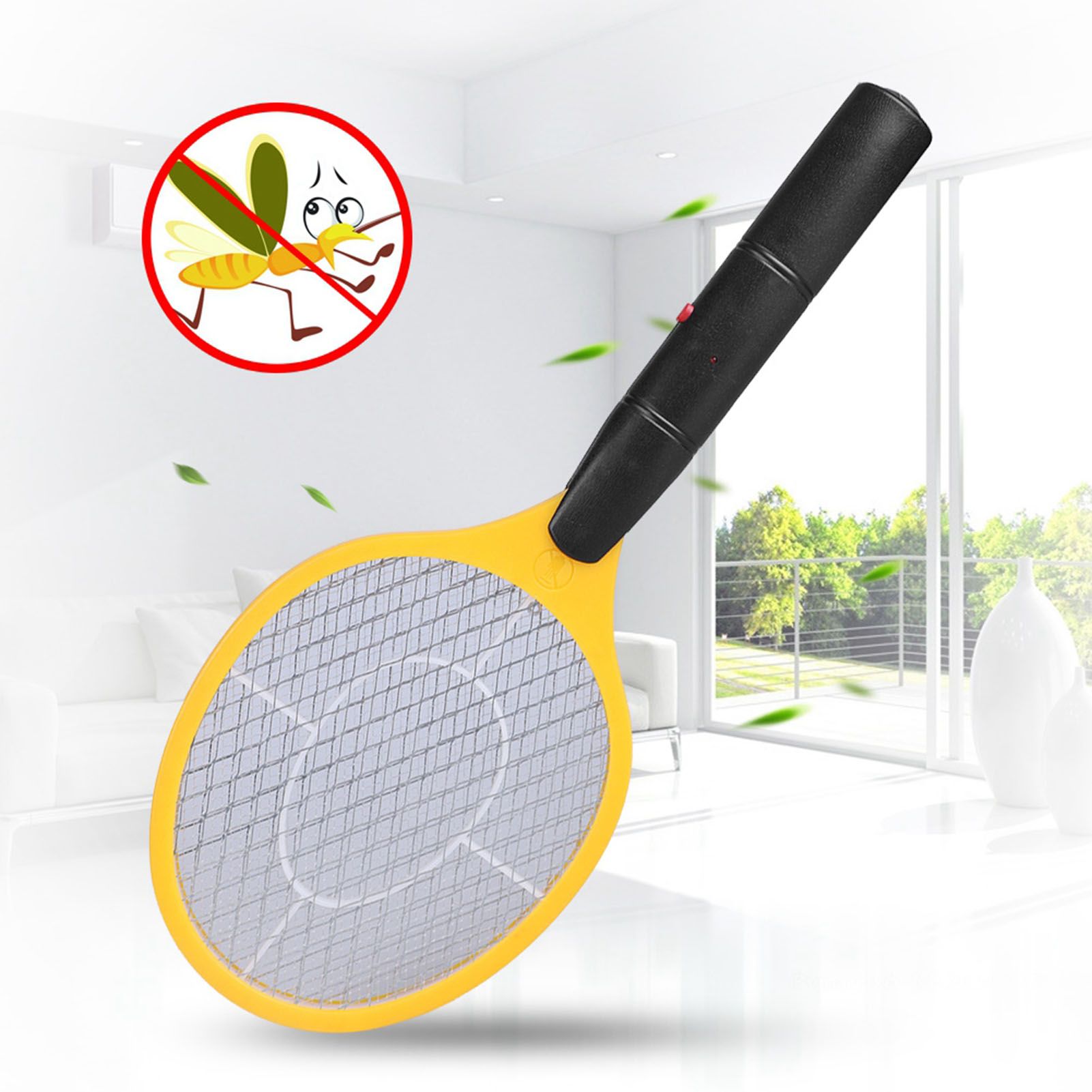 Cordless Battery Power Electric Fly Mosquito Swatter Bug Zapper Racket Insects Killer Yellow — image 5