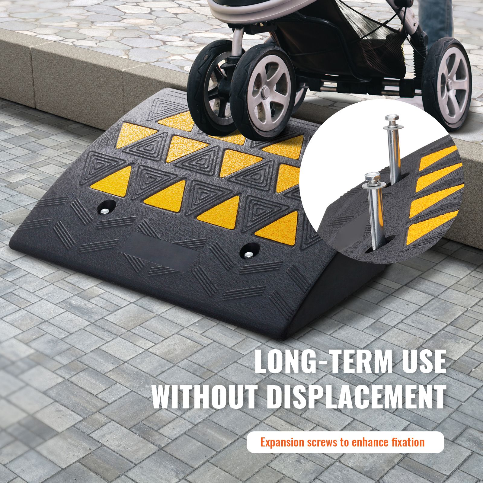 Rubber Curb Ramp 15.2 cm Rise Height Sidewalk Curb Ramp, 37 cm Width 49.1 cm Length Driveway Ramp for Curb, 15T Heavy Duty Rubber Ramp for Forklifts, Trucks โ image 6