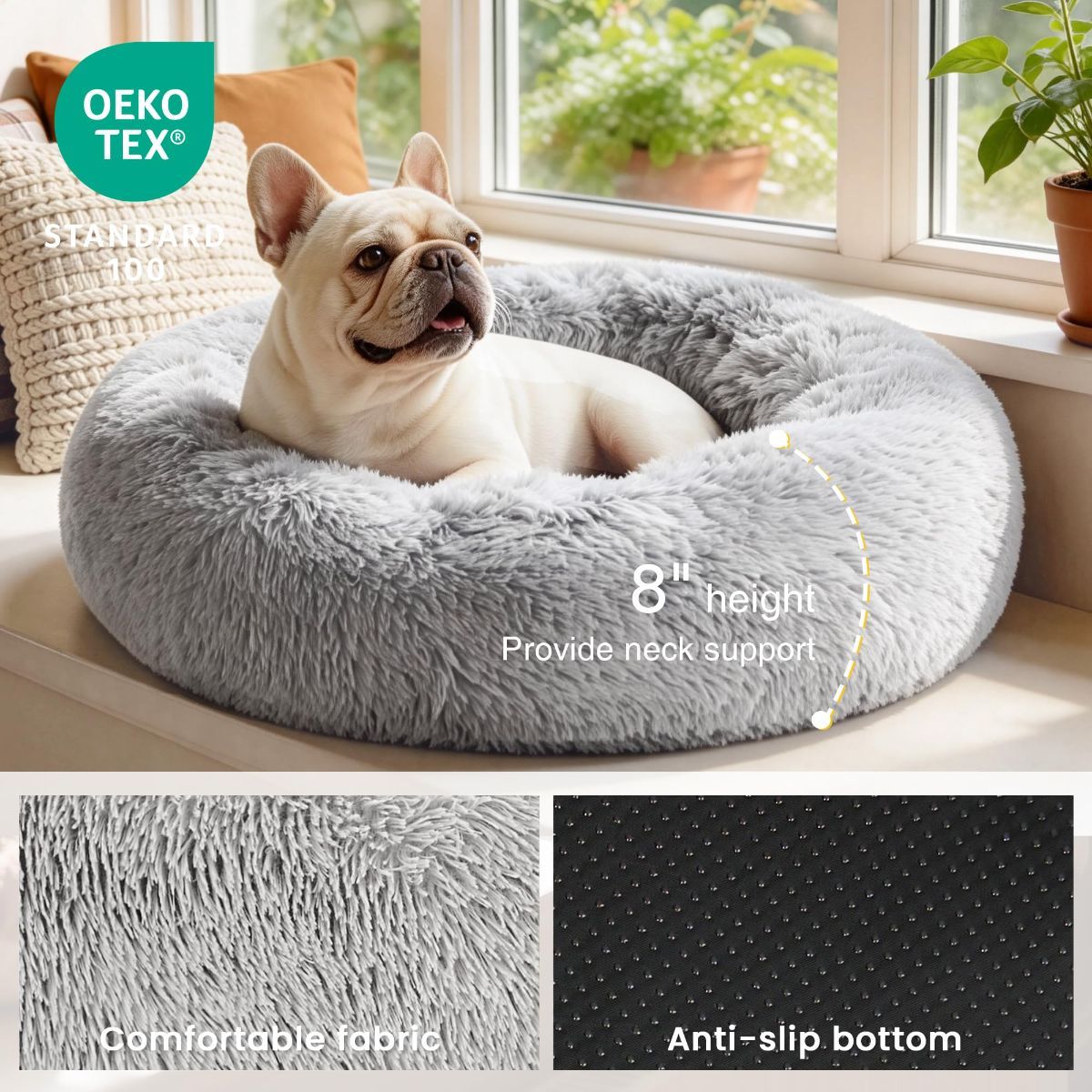 Pet Bed Anti-Anxiety Pet Bed Donut Pet Bed Small Dog Bed Medium Dog Bed Cat Bed - Navy / 20in — image 6