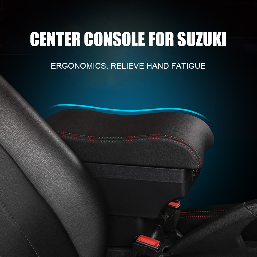 Suzuki Swift 2005-2021 Center Central Storage Car Console Seat Armrest Box Durable ABS Armrest Box Replacement Double Layer Black With USB Cable โ image 6