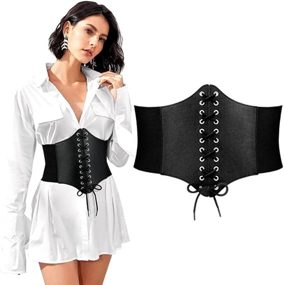 Black Waist Cincher Corset Belt with Broekriemen - 103cm XL - Adjustable Slimming Design