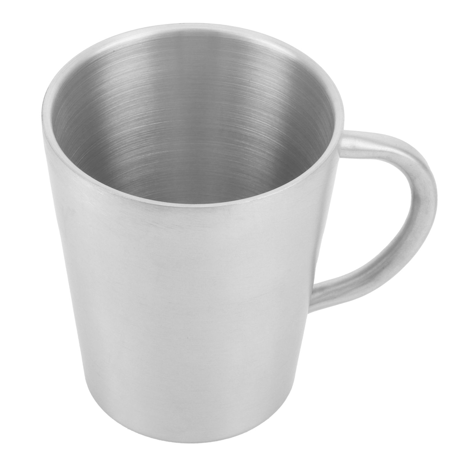 300ml Portable Mug 304 Stainless Steel Double Walled Insulated Coffee Beer Cup with HandleMatte Silver — image 2