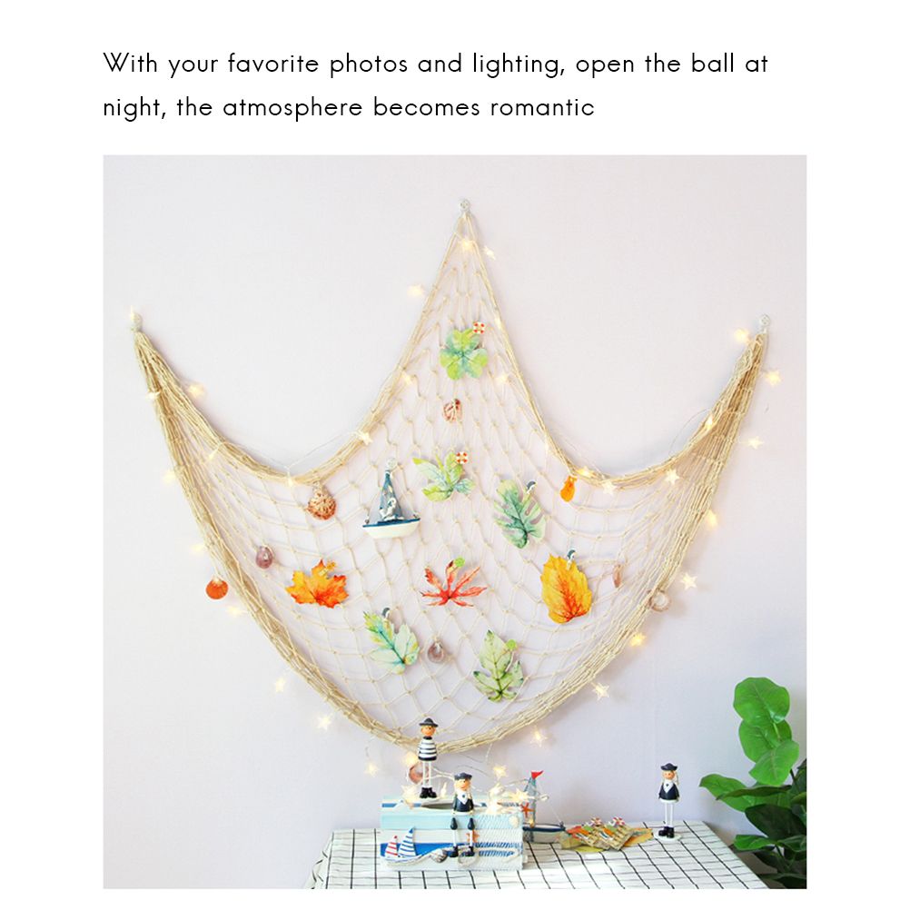 Decorative Fishing Net Wall Decor with Seashells Nautical Style Wall Hangings Ornament — image 5