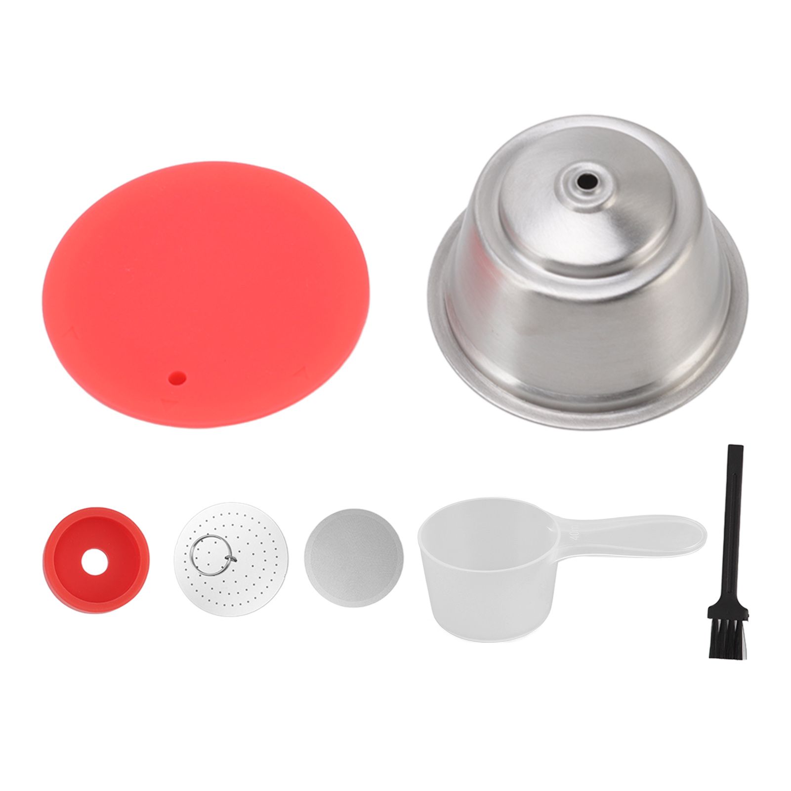 Stainless Steel Refill Coffee Capsules Reusable Coffee Filter Cup Set with Powder Cover for Dolce Gusto Red โ image 4