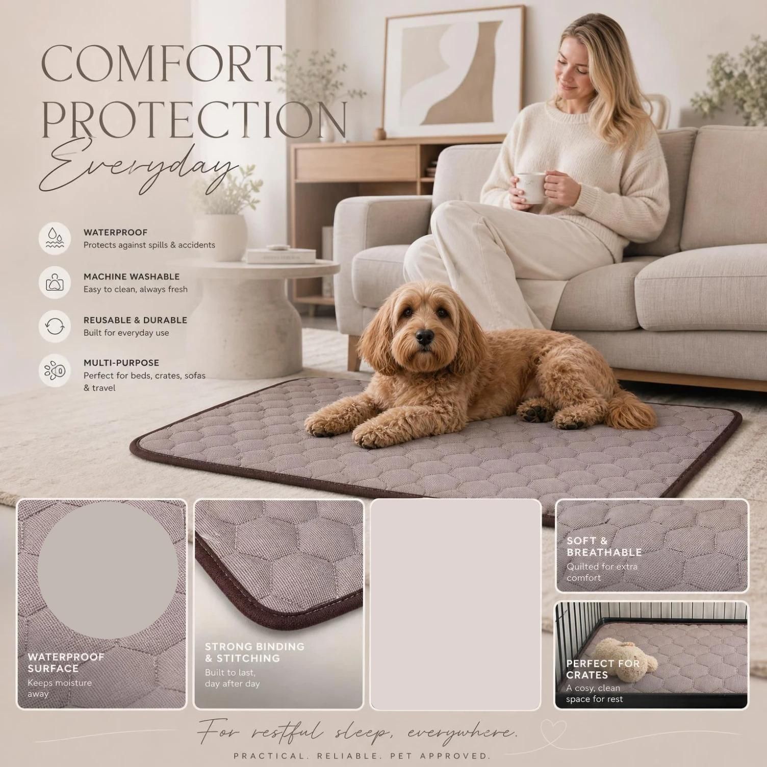 2pcs Coffee Ice Silk Pet Pad, Size M (60 × 50cm)