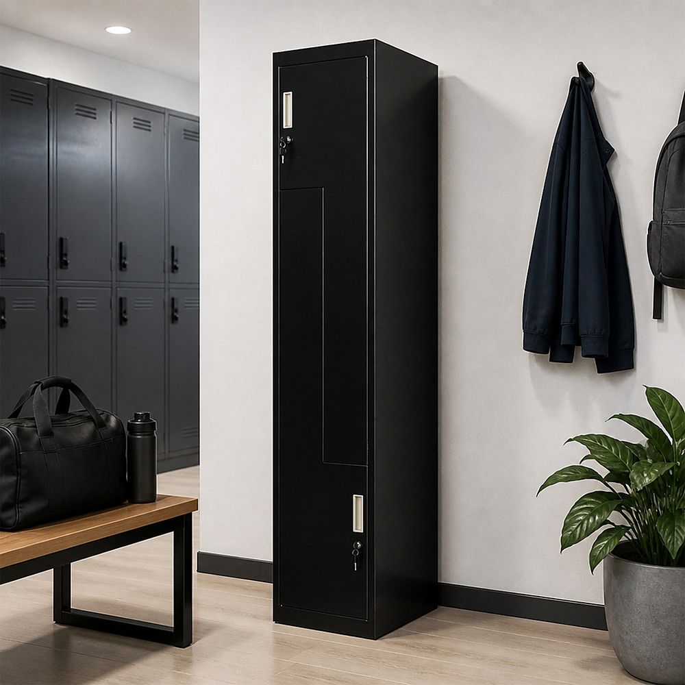 Black Two-Door L-shaped Office Gym Shed Storage Lockers — image 3