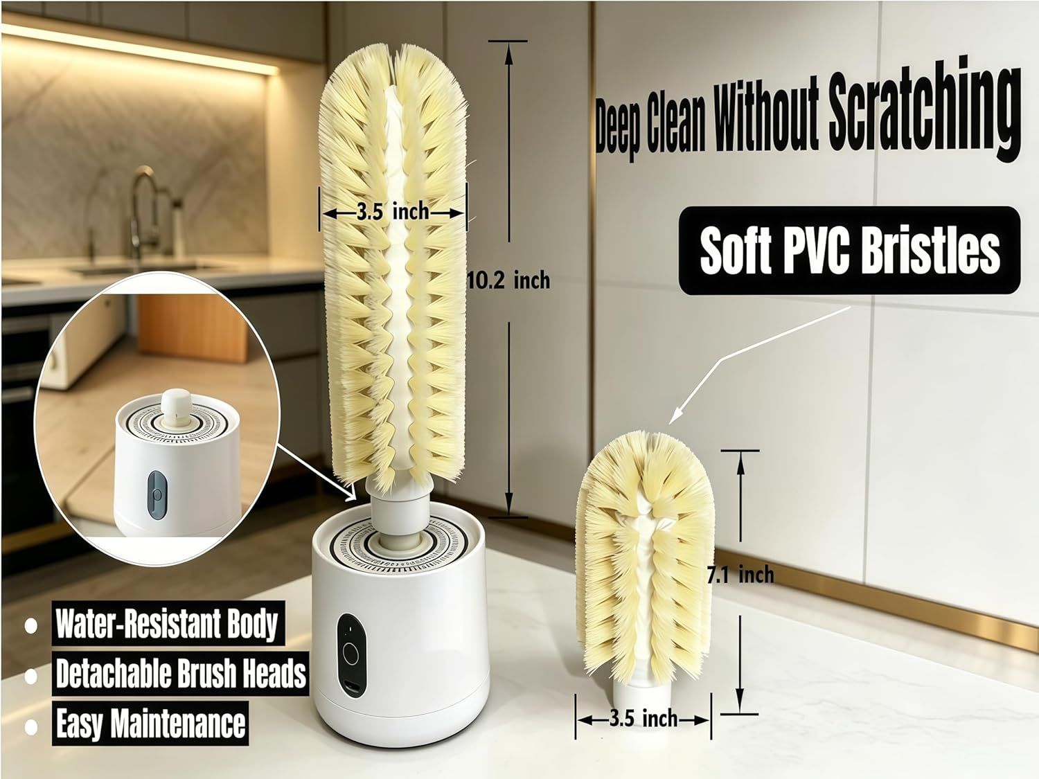 Rechargeable Electric Bottle Cleaner with Dual Brush Heads, 360° Rotating Cup Washing Brush for Mugs and Tumblers, Hanging Hands-Free Design, Type-C Charging — image 5