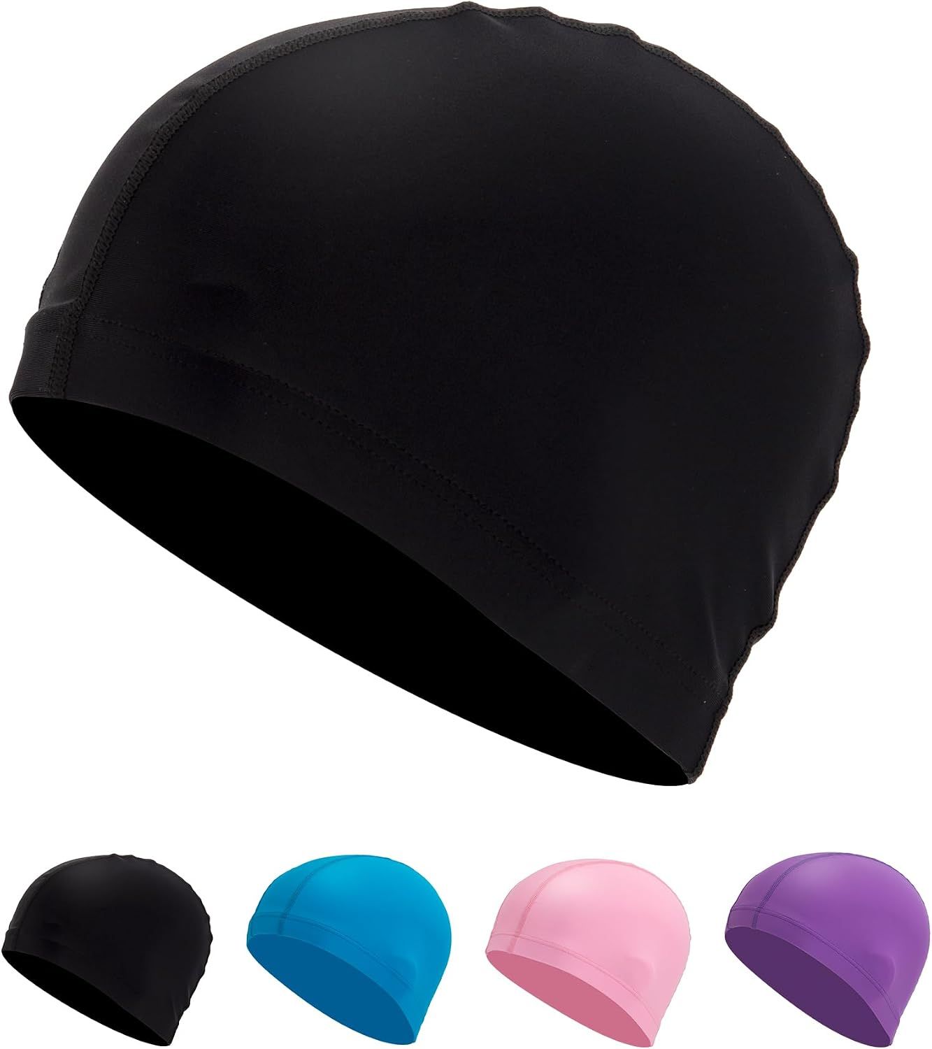 Kids Fabric Swimming Cap Comfortable Durable High Elastic, for Ages 4-10 Years