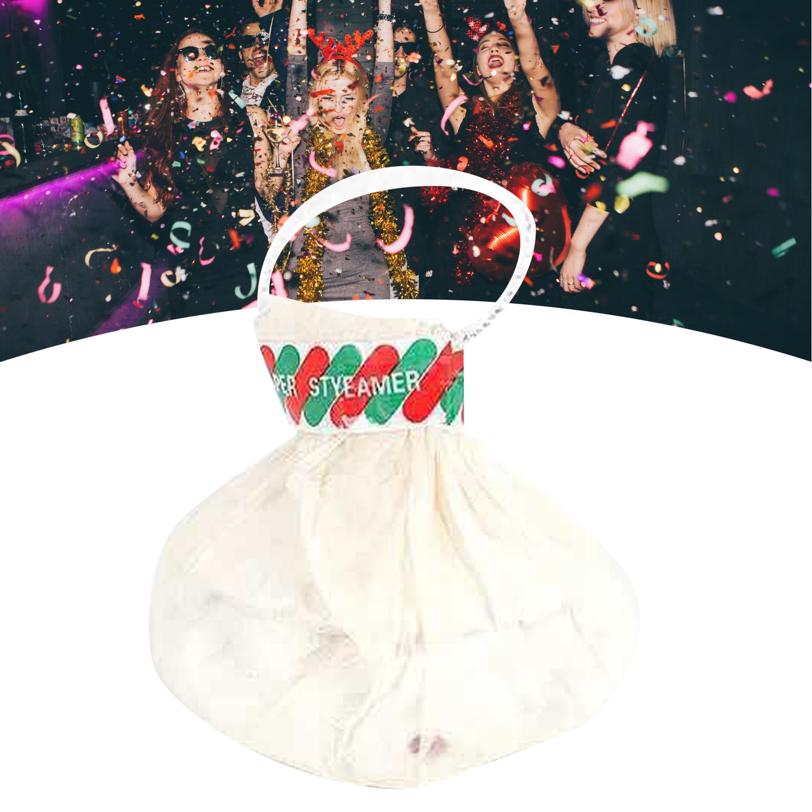 Streamer Popper Hand Throw Paper Cracker 30 Stripes Confetti Decor for Party Home Pull Ring White — image 6