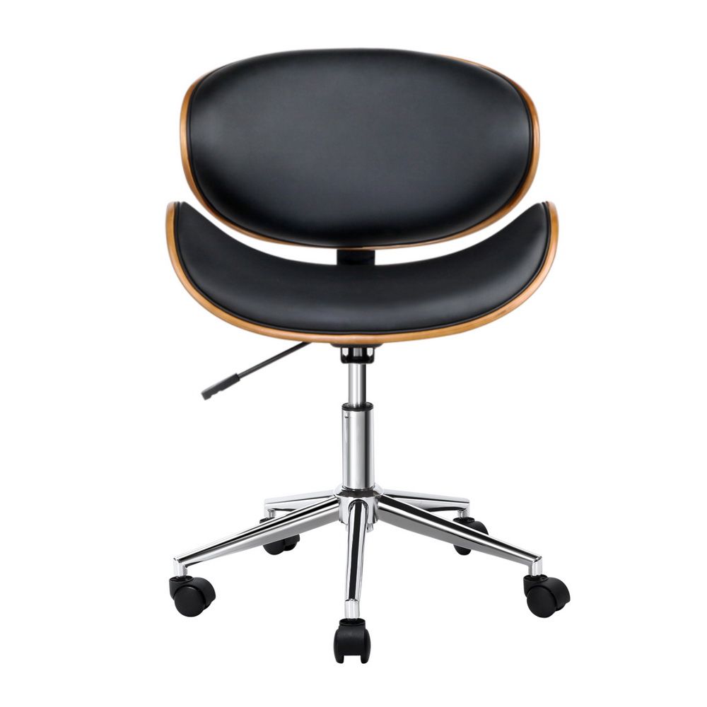 Artiss Wooden Office Chair Leather Seat Black — image 3