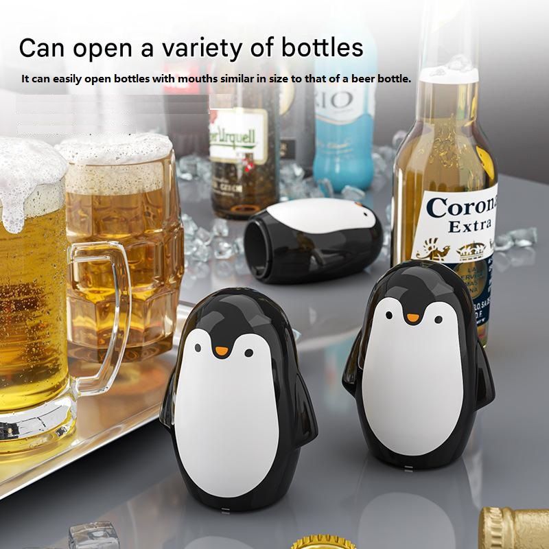 1 pcs Penguin-shaped design Bottle Opener - Stainless Steel and Plastic Magnetic Beer Opener with Cap Catcher, Compact Portable Beverage Access Tool for Home โ image 3