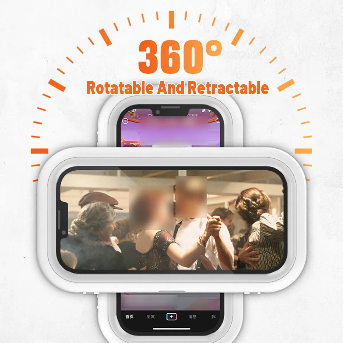 Waterproof Rotating Shower Phone Holder 360-Degree Retractable Wall Mount for Bathroom — image 4