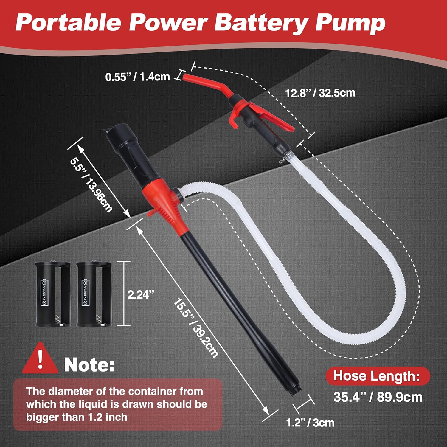 Portable Power Siphon Pump for Gas, Battery Operated Fuel Transfer Pump, 3.5GPM Flow, Diesel Oil Extractor - Ideal Gasoline Transfer Pump — image 3