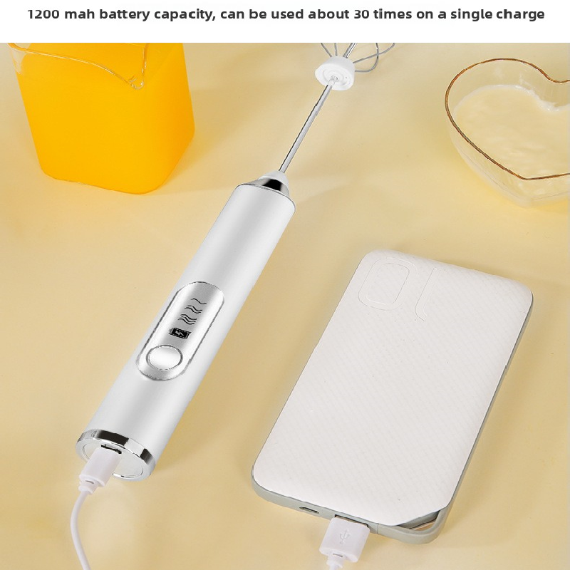 White Rechargeable Handheld Milk Frother and Electric Whisk Set 3 Speeds with 2 Stainless Steel Heads and Storage Stand Australian Home Barista Kit — image 4