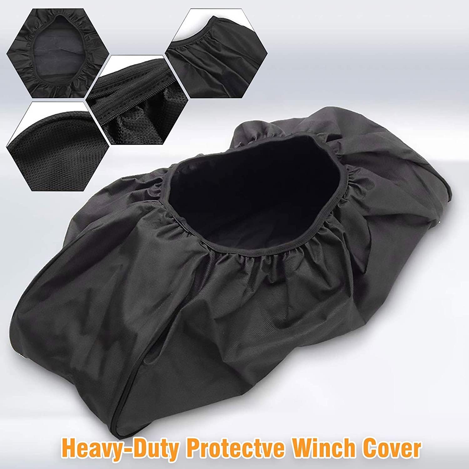 Winch Cover, Heavy Duty Waterproof Dust-Proof Winch Protection Cover, Ideal for Electric Winches 8500-17500 lbs, Indoor/Outdoor (21.5” x 9.5” x 7.5”) - Black — image 6