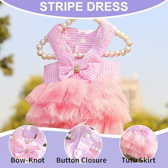 pet products Fall Dog Dresses for Small Dogs Girl 3 Pack Summer Puppy Clothes Outfit Apparel Female Cute Cat Skirt — image 3