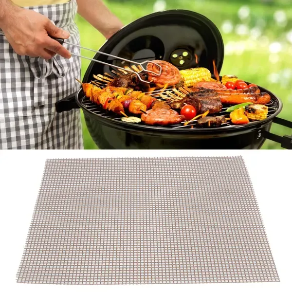 Reusable BBQ Grill Mat, Non-Stick Heat-Resistant Cut-to-Fit Sheet for Charcoal, Gas and Electric Grills or Ovens, Black
