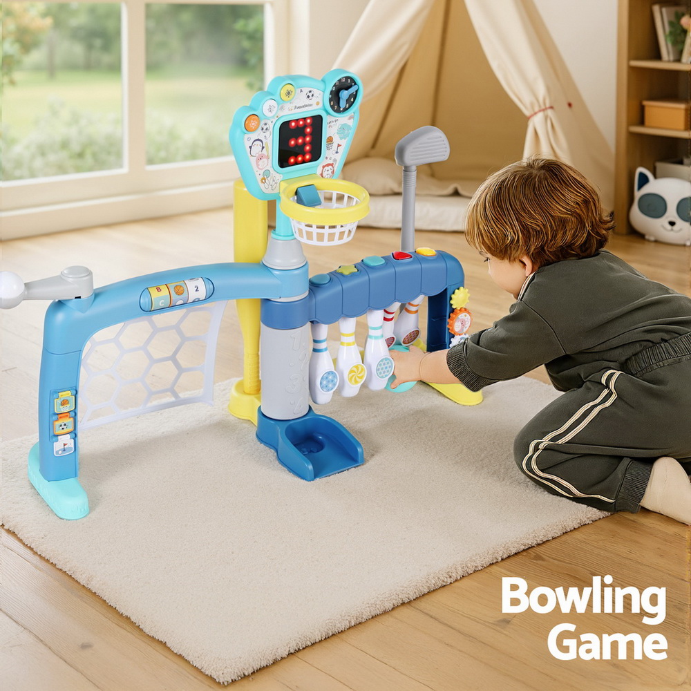Keezi Kids Basketball Hoop Stand Bowling Baseball Golf Game Sports Toys Set Blue โ image 5
