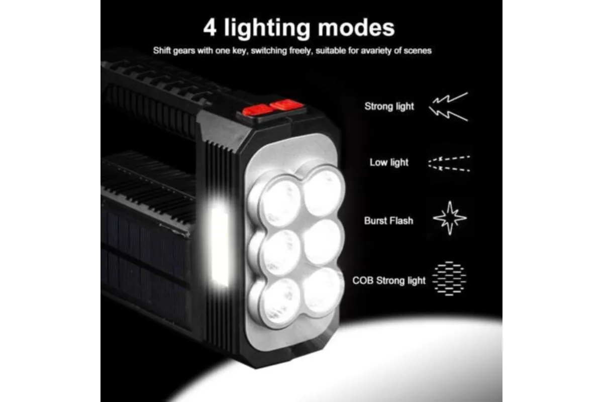 Solar LED Torch USB Rechargeable COB LED Work Light Camping Hiking Lamp Bright โ image 3