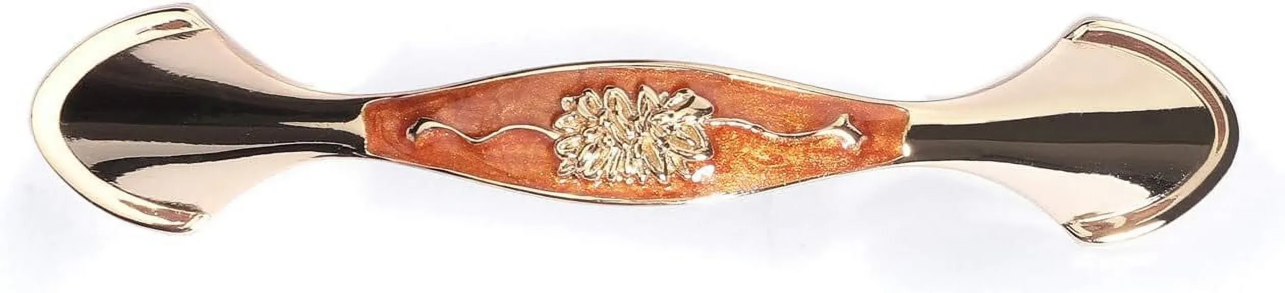 3 Pack Floral Cabinet Pull Handles, Solid Zinc Alloy Hardware, 3.8 In Hole Distance, Brown Amber โ image 3