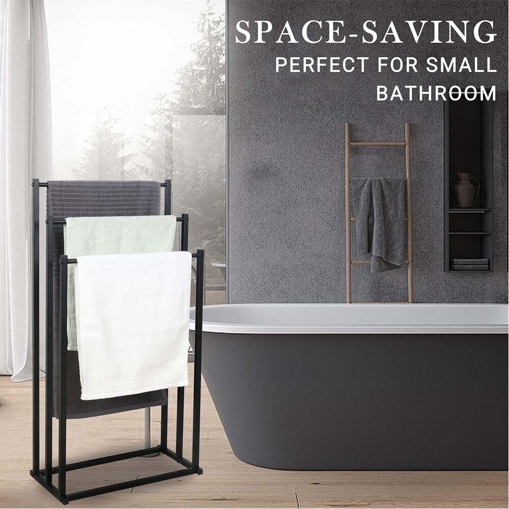 Metal Free Standing Towel Rack 3 Tier Bathroom Rail Shelf Dryer โ image 3