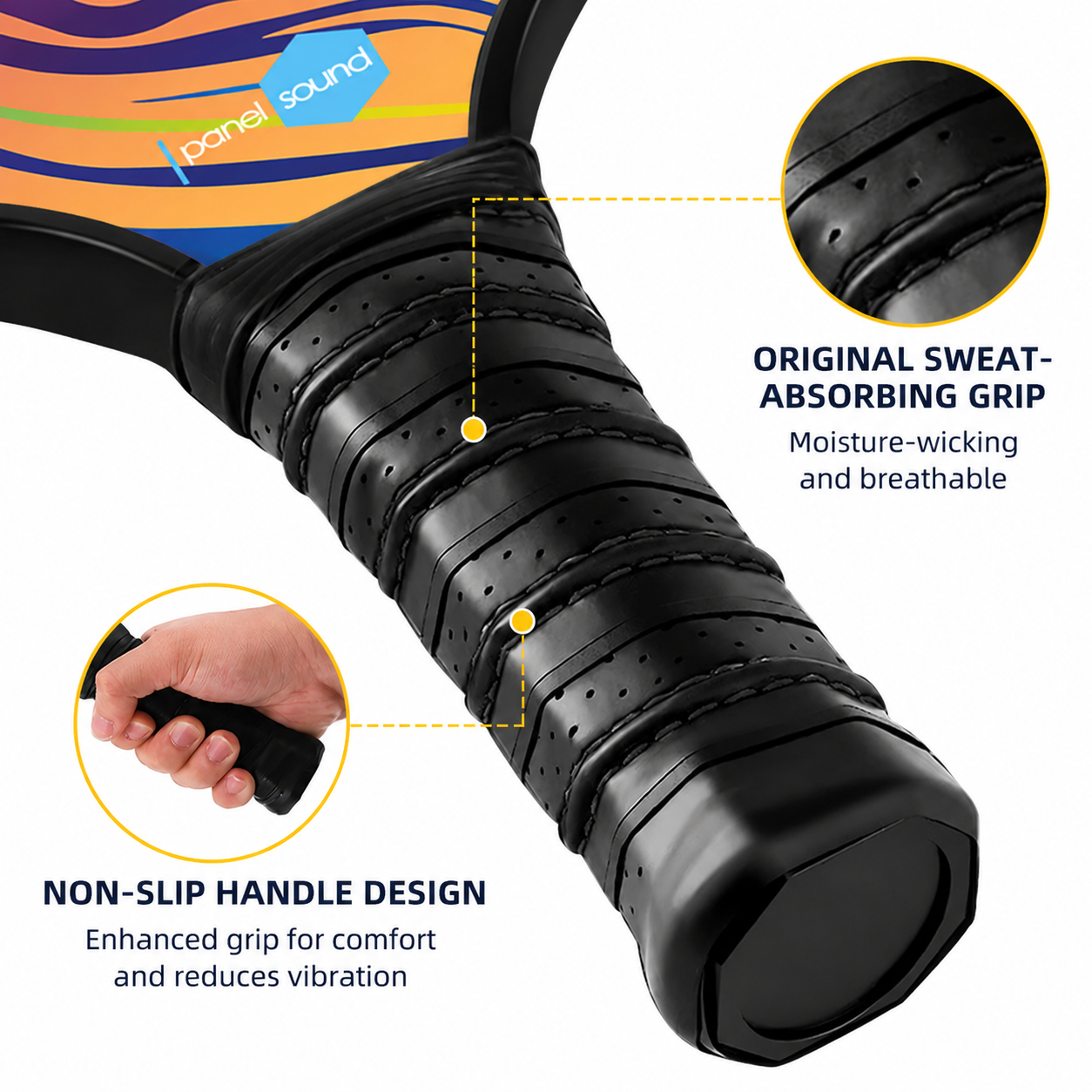 PS Series Colorful Textured Fiberglass Pickleball Paddles Set with 2 Rackets, 4 Balls and Portable Carry Bag for Indoor and Outdoor Use, PS-008 โ image 3