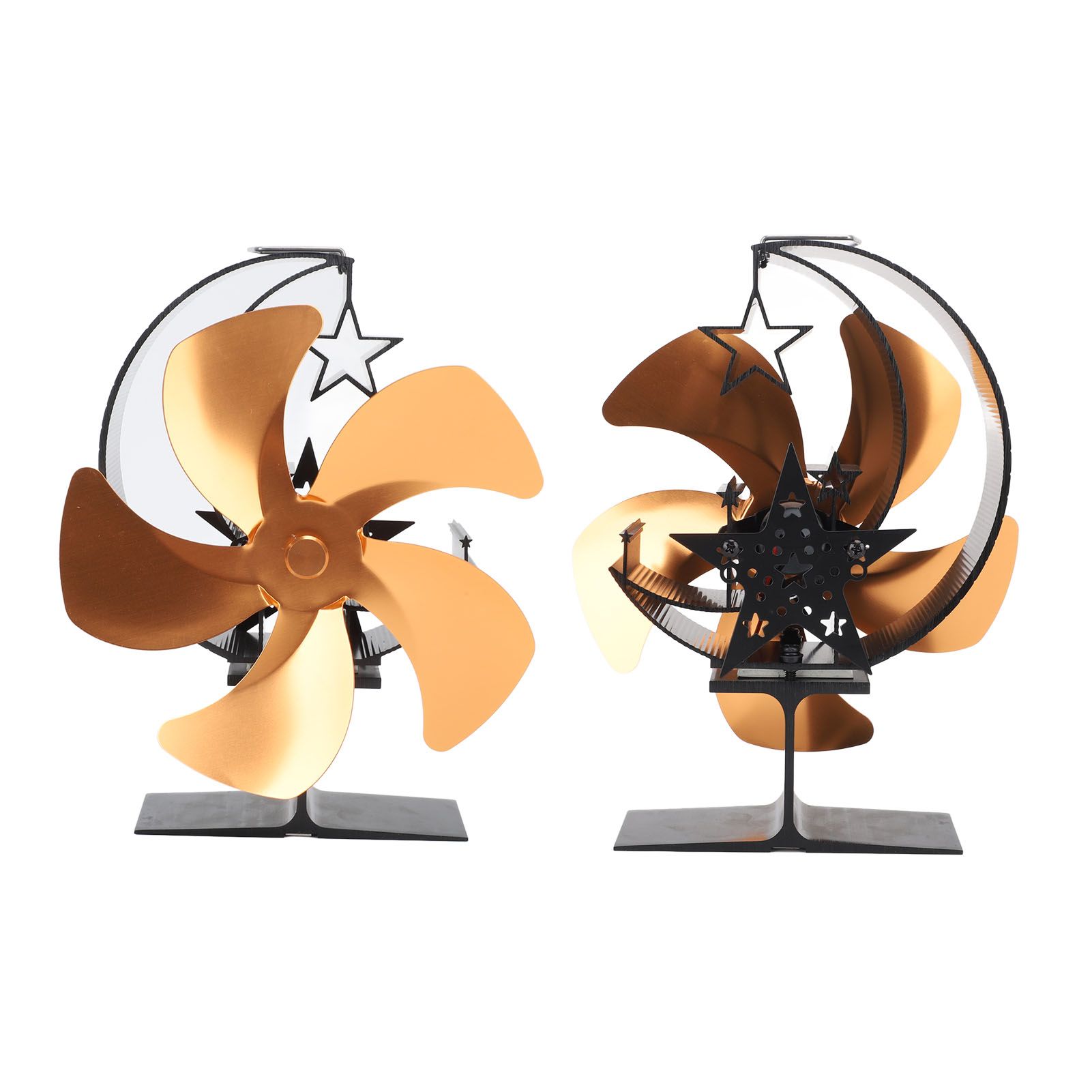 Wood Burner Fan 5 Blades Ultra Quiet Air Circulation Heating Energy Saving Heat Powered Fireplace Fan for Ice Fishing Camping Gold โ image 4