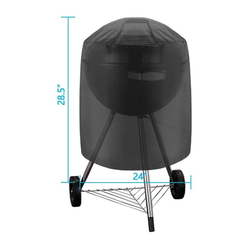 Heavy Duty Waterproof Black Smoker Cover Round Grill Covers Gas Outdoor Electric Grill Cover for Char-Broil, 24"D x 28.5"H — image 5