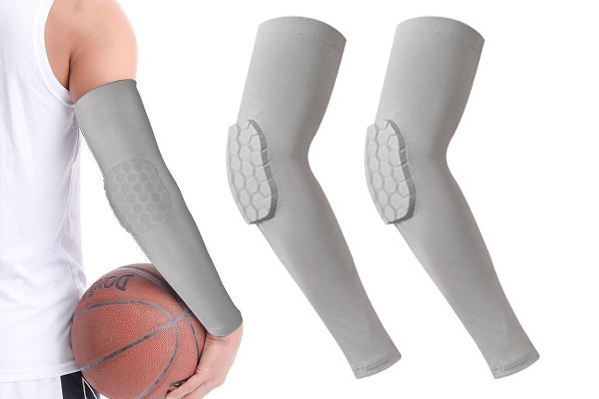2 Pcs Tennis Elbow Compression Support Sleeve for Golfers Elbow relaxation Workout Weightlifting Elbow Brace with Honeycomb Lining -Light Gray / XL