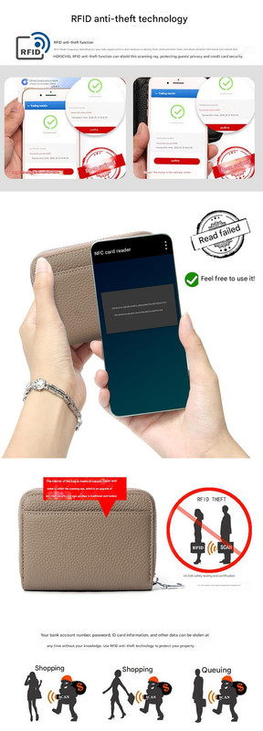 Genuine Leather RFID Blocking Accordion Card Holder & Coin Purse - Large Capacity Zip Wallet(blue) โ image 2