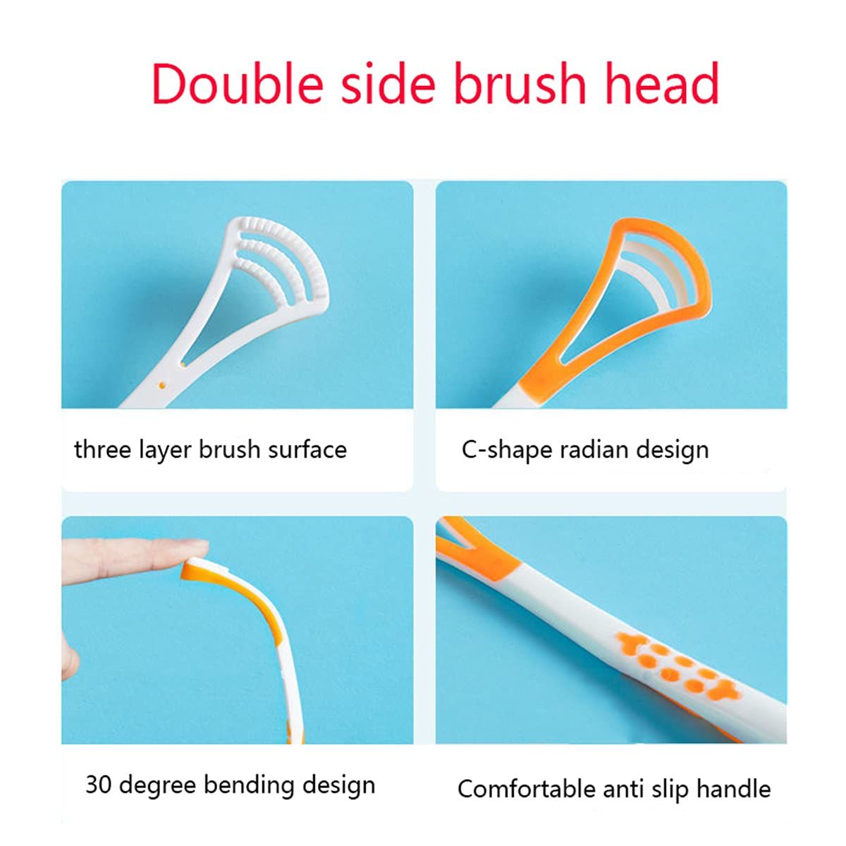 Tongue Scraper and Tongue Brush(4 Pack),Great for Oral Care, Help Fights Bad Breath and Freshen The Breath — image 4