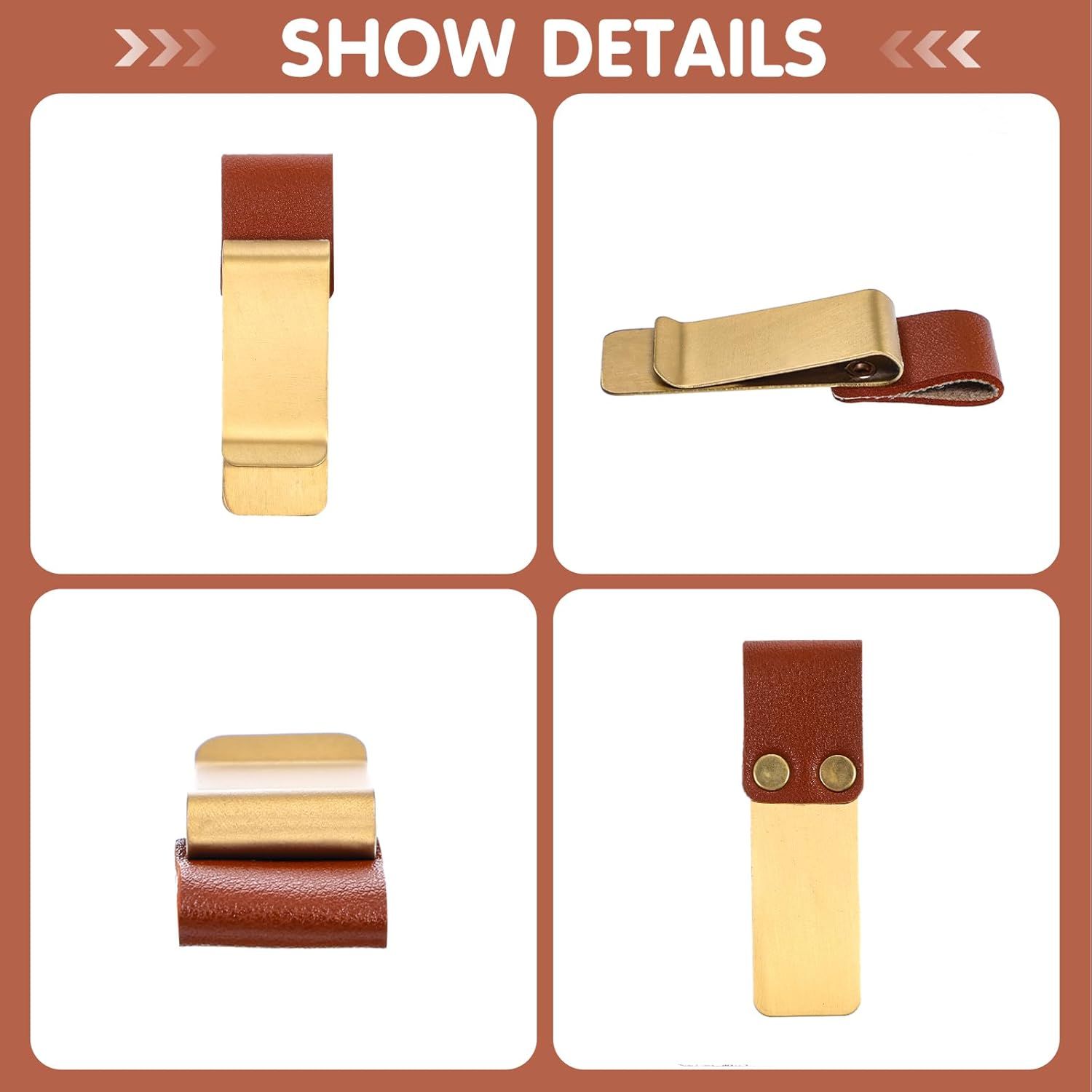 2 Pcs PU Leather Retro Notebook Pen Clips Metal Pen Loop Holder Sleeve - Silver & Gold โ image 4