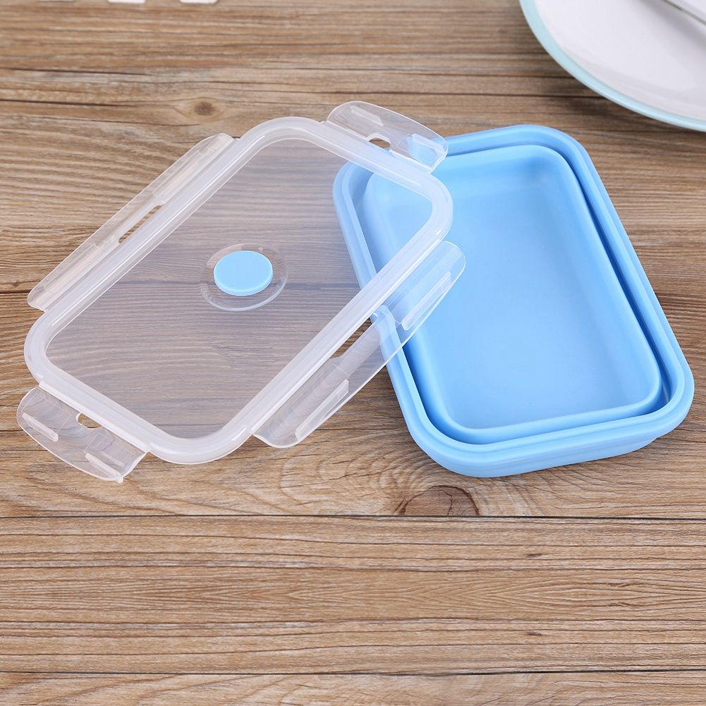 800ml Silicone Collapsible Portable Lunchbox Bowl Folding Food Storage Container Blue โ image 4