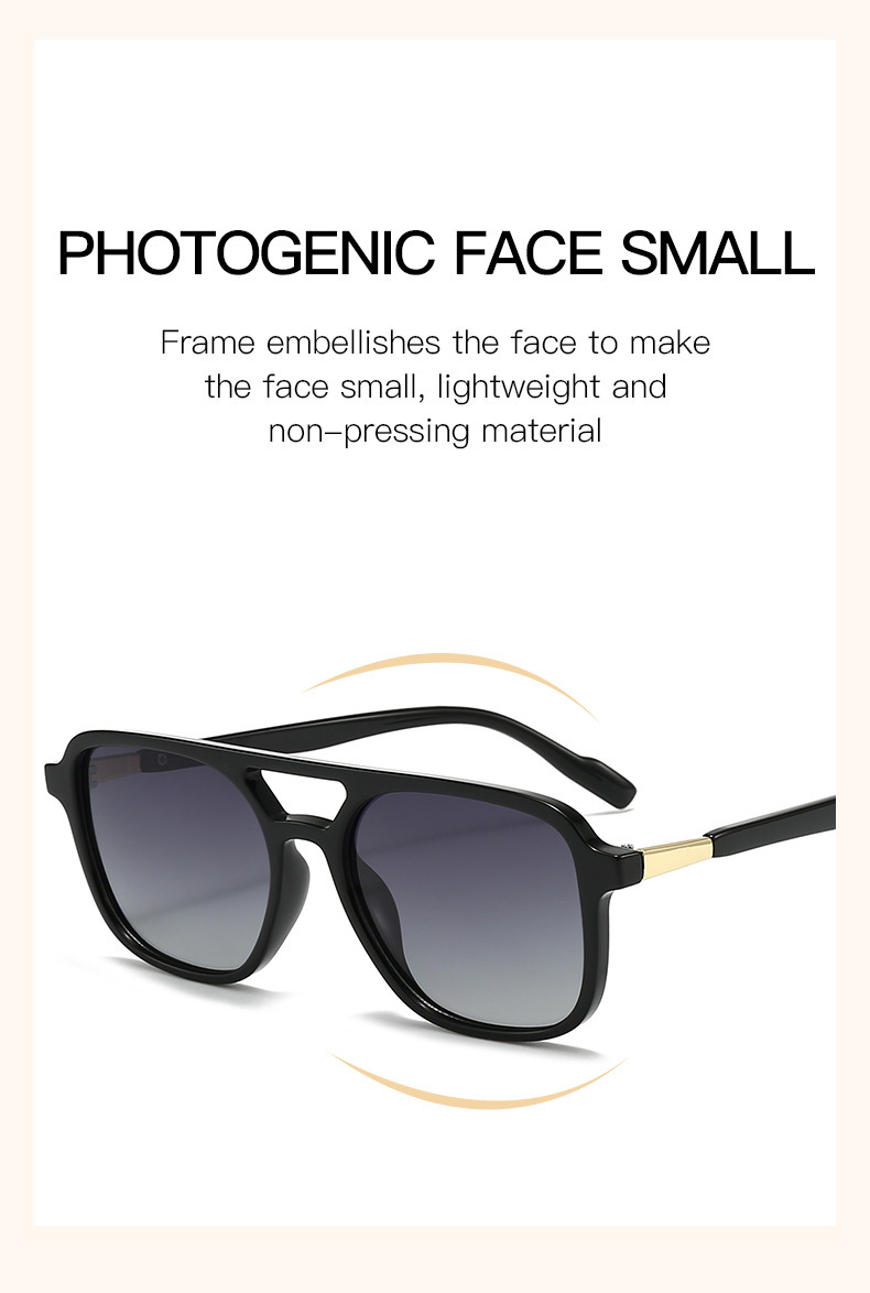 Amber tea Retro Double Bridge Square Frame Polarized Sunglasses - Driving Sun Protection Eyewear โ image 3