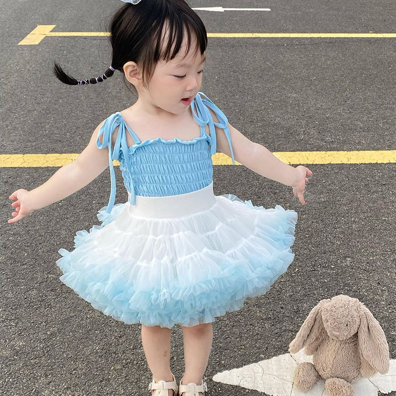 tutuoclock Girls Sweet Princess Nylon Mesh Cake Skirt Lotus root starch bean paste gradient color 120cm โ image 3