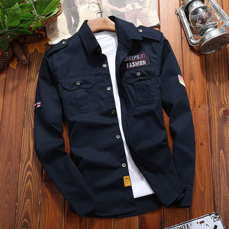 Jekop Men Long Sleeve Cotton Shirt Outdoor Workwear Khaki 5XL โ image 2